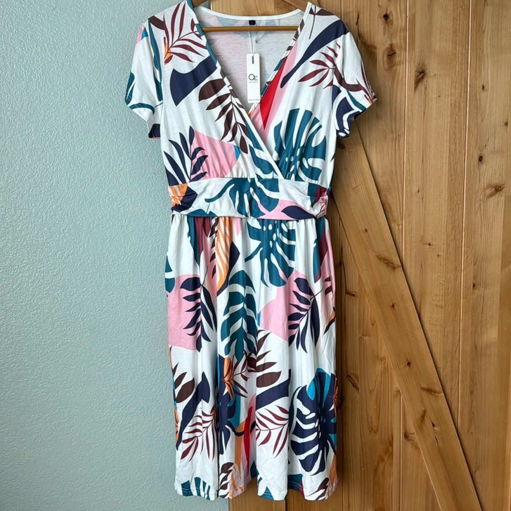 NWT Summer cotton dress , faux wrap.